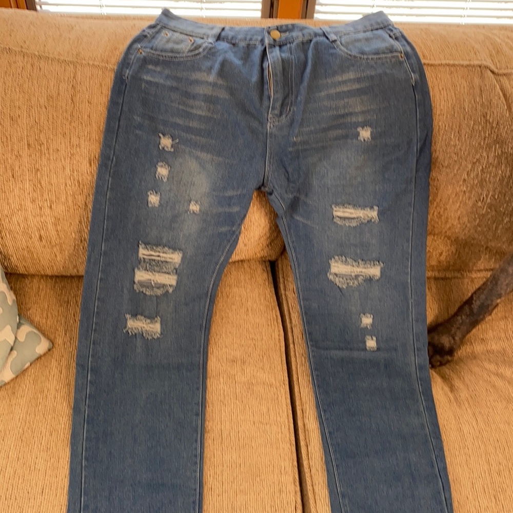 New woman frayed jeans